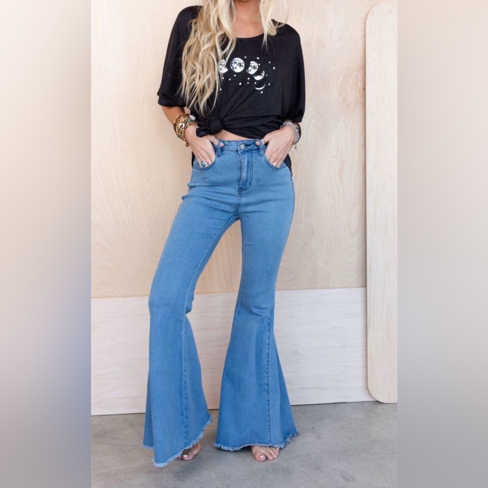 Three Bird Nest Light Blue Flare Jeans